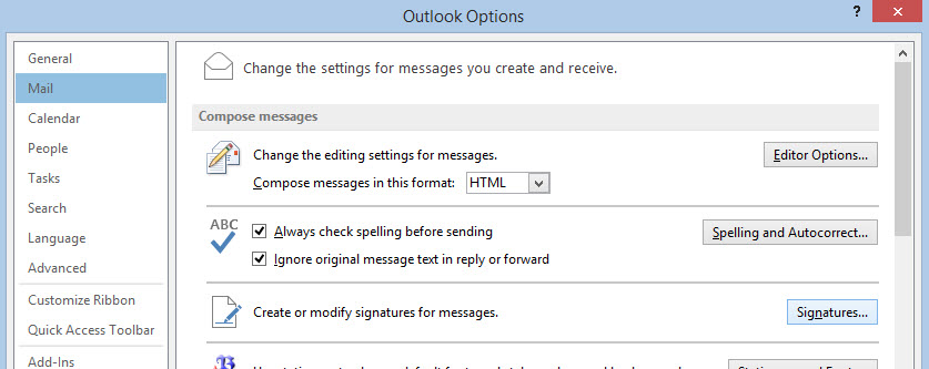 Outlook Signature Step 1