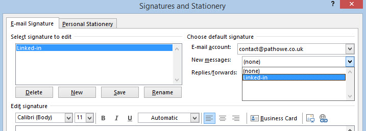 Outlook Signature Step 2