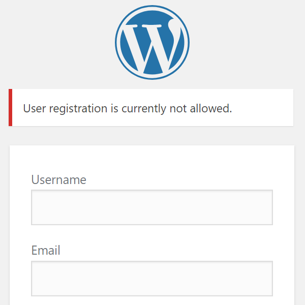 Registration Disabled