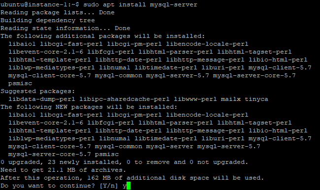 sudo apt install mysql-server