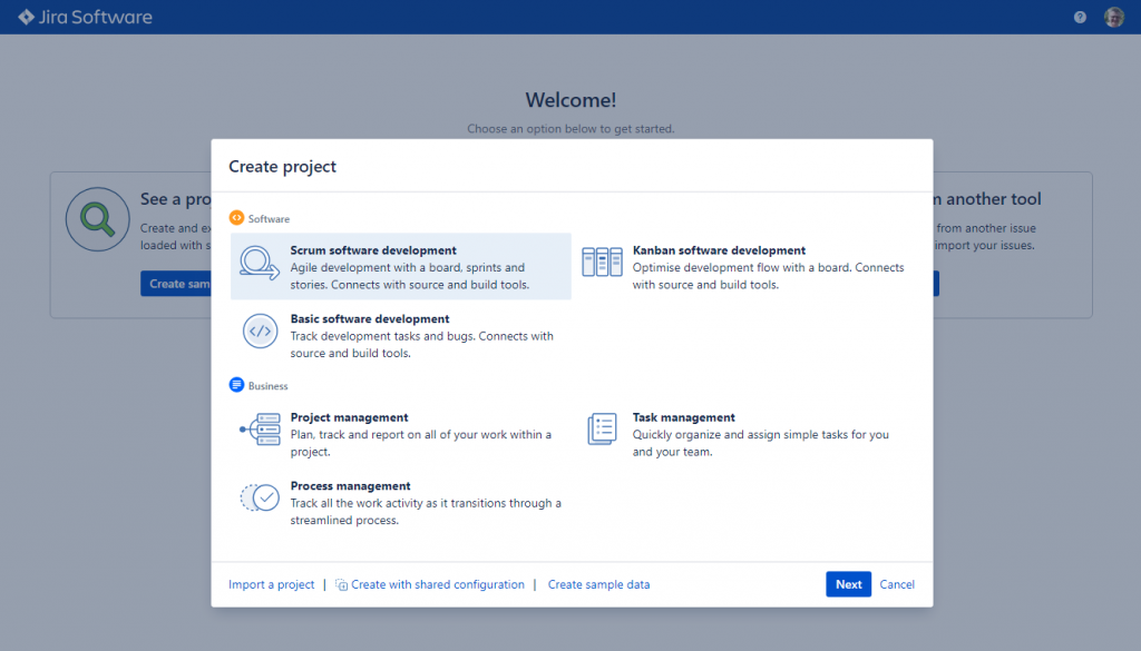 Jira Software Project Types