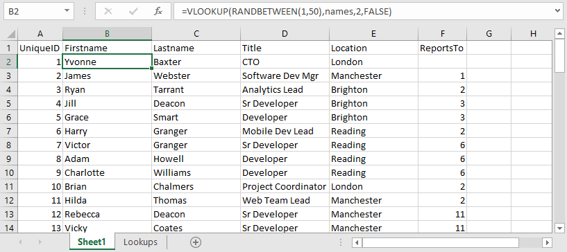 Example Excel Data