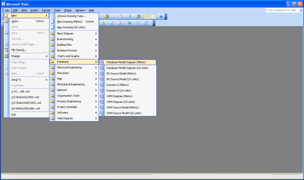 Visio 2003 Database Model Diagram