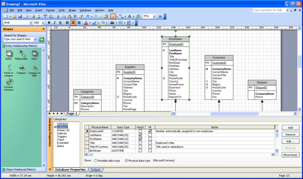 Visio DB Reverse Engineered Model