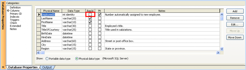 Table Properties: Primary Key Required